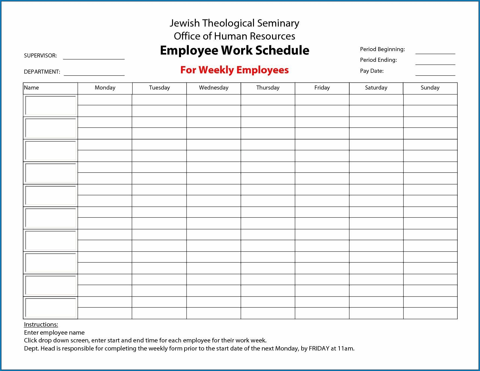 009 Fascinating Employee Schedule Template Free Image