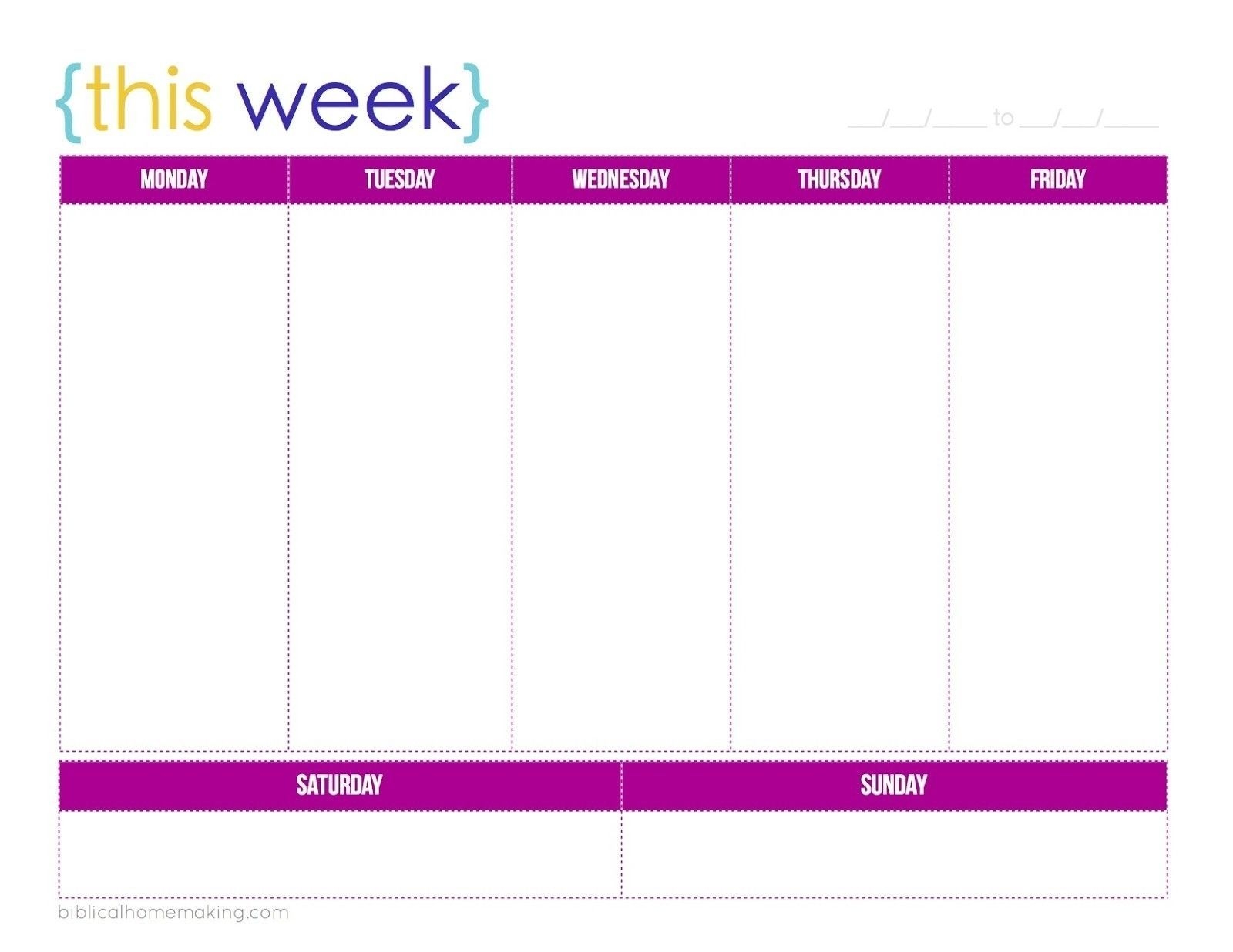 perfect printable 1 week schedule get your calendar printable