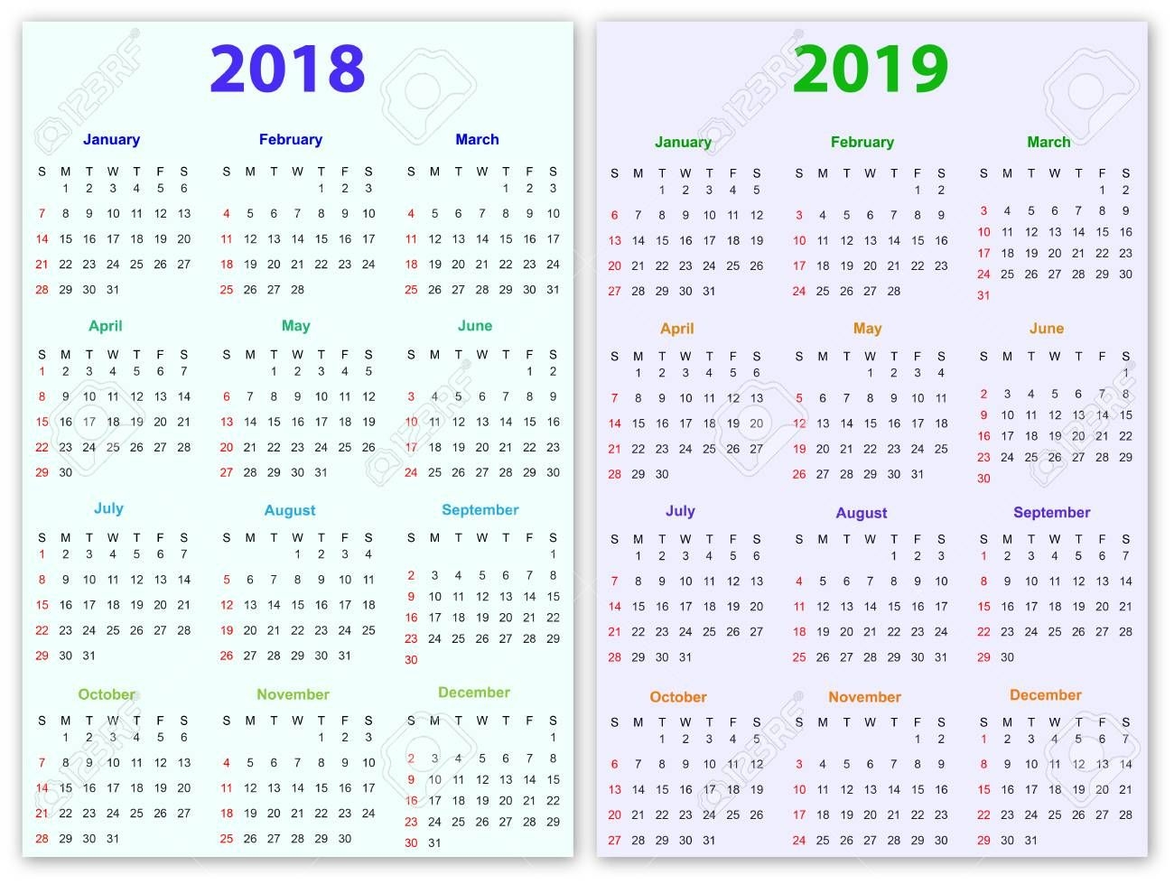 12 Months Calendar Design 2018-2019 Printable And Editable.