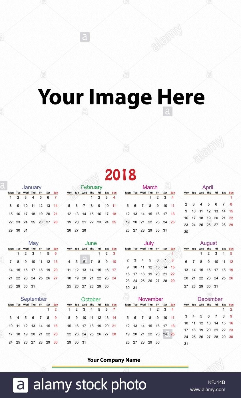 12 Months Calendar Design 2018 Printable And Editable Stock