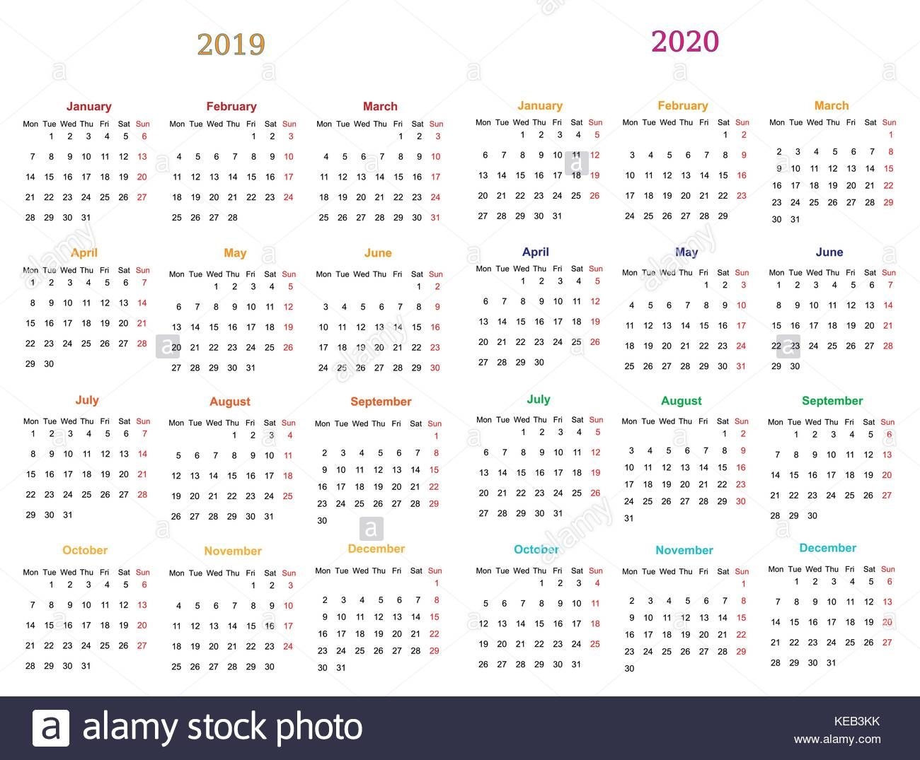 12 Months Calendar Design 2019-2020 Printable And Editable