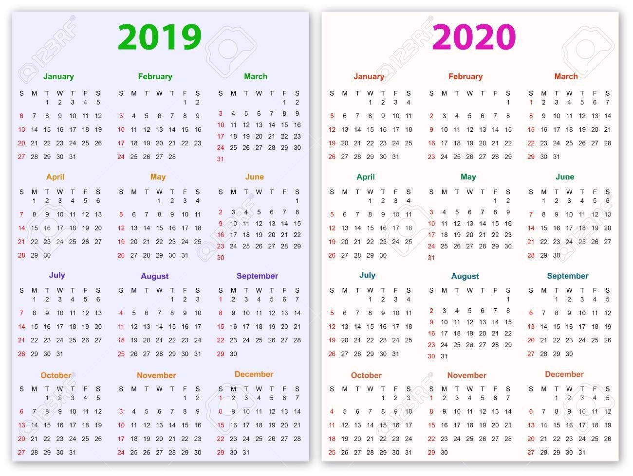 12 Months Calendar Design 2019-2020 Printable And Editable.