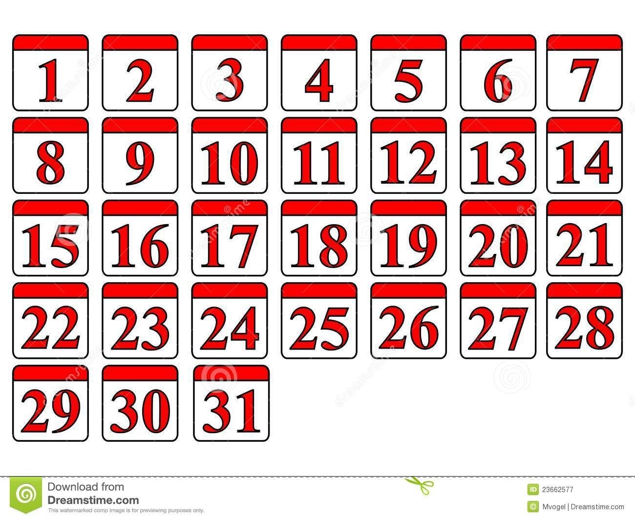 13 Printable Calendar Numbers Free Download Sets - Induced