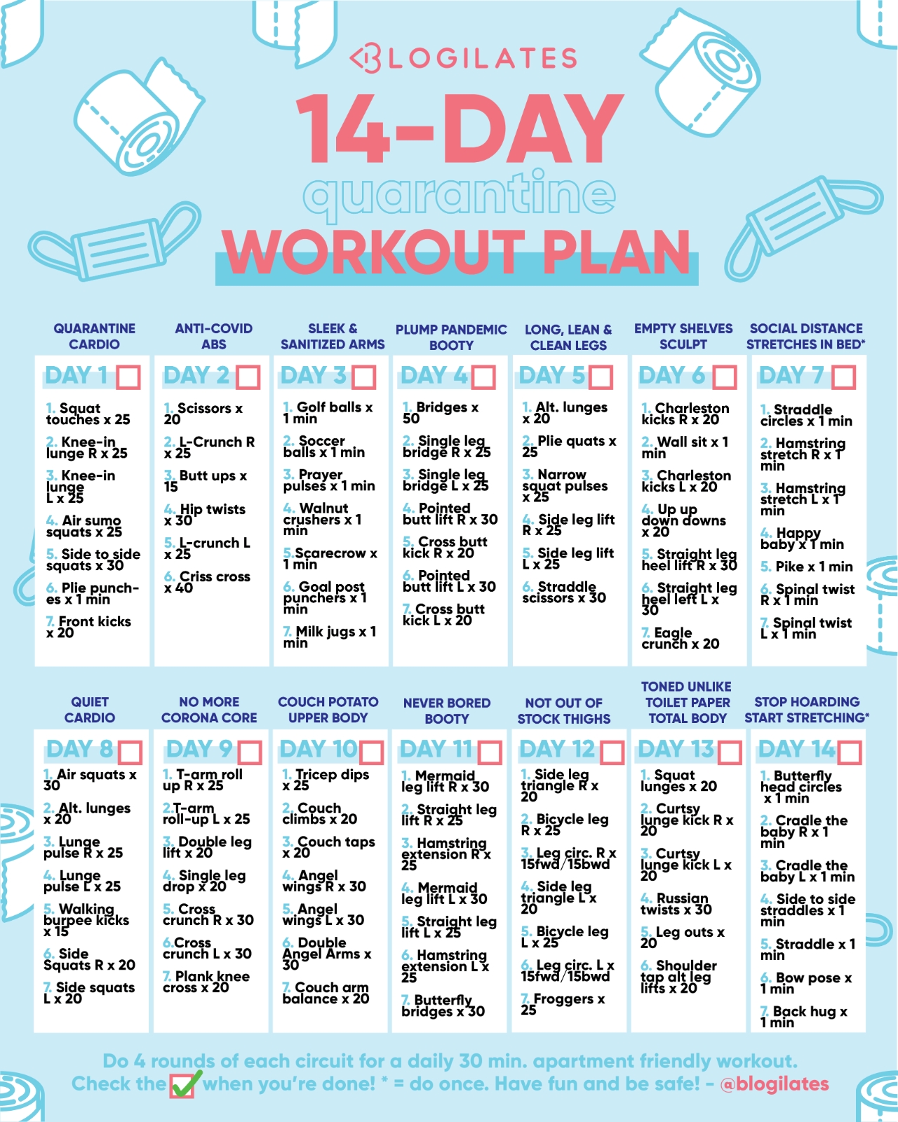 14-Day Quarantine Workout Plan – Blogilates