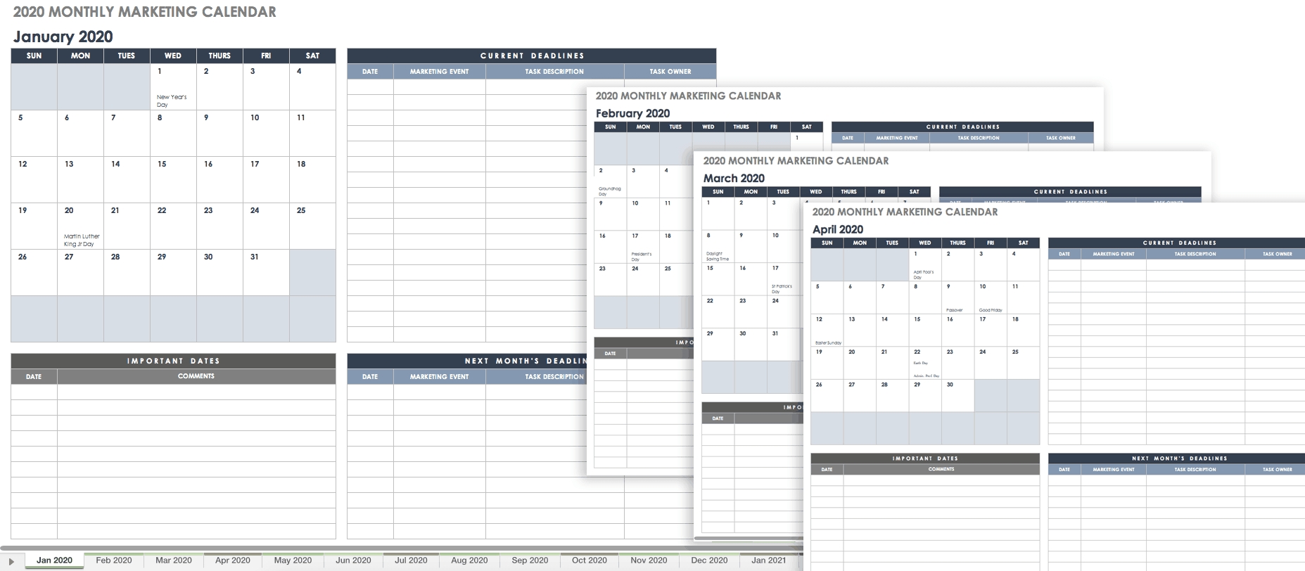 15+ Free Marketing Calendar Templates | Smartsheet