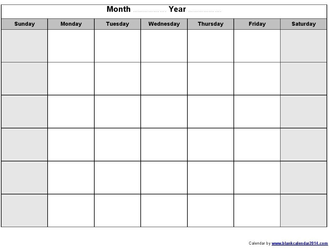 16 Blank Month Calendar Template Images - Blank Monthly