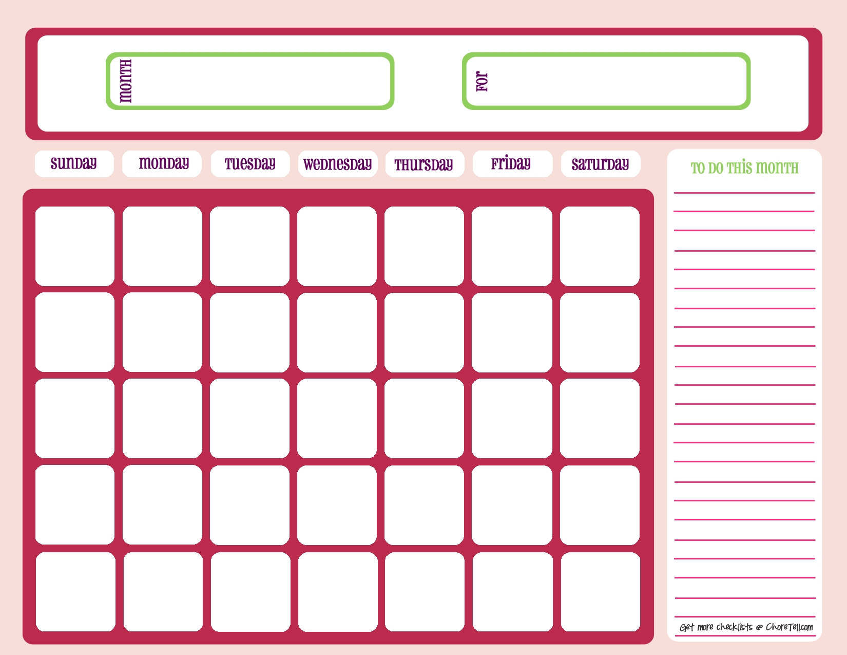 17 Blank Monthly Calendar Template Images - Printable Blank