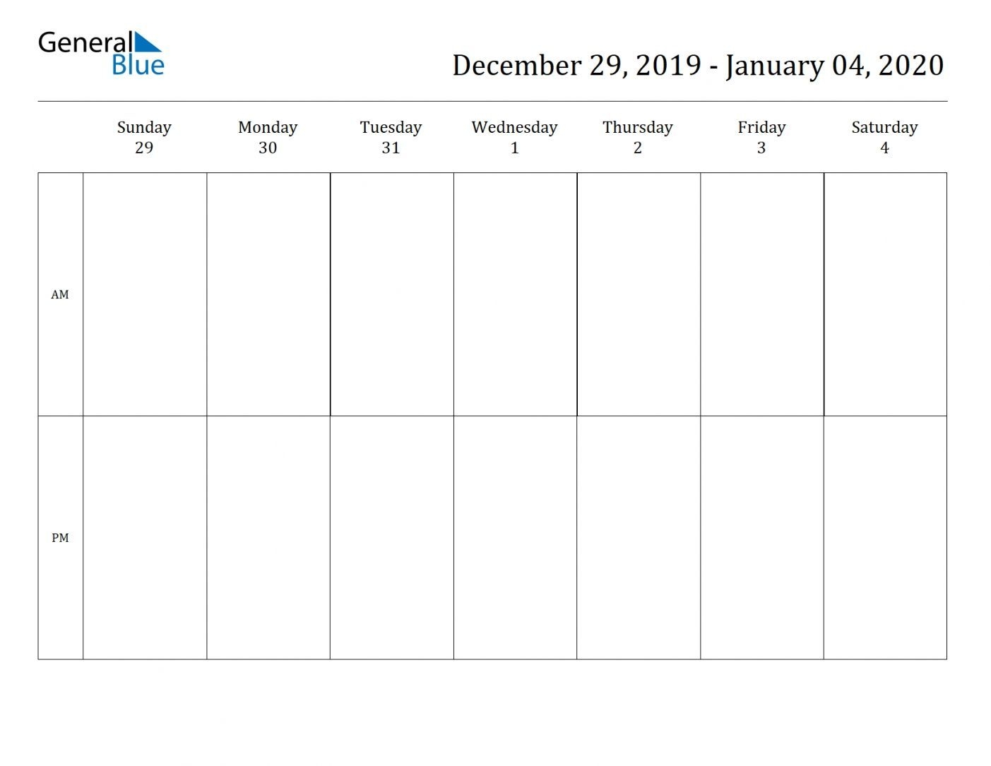 2 Week Blank Calendar 2020 Printable Di 2020 (Dengan Gambar)