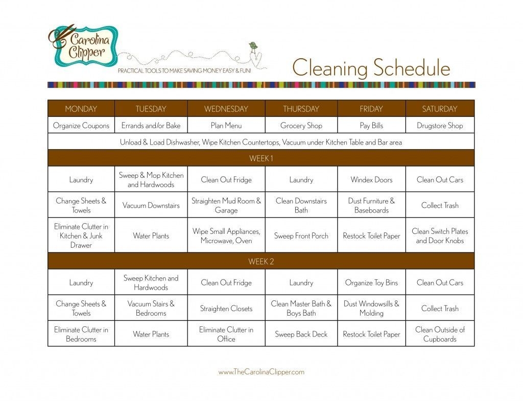 2-Week Cleaning Schedule With Blank To Make Own. Blogger