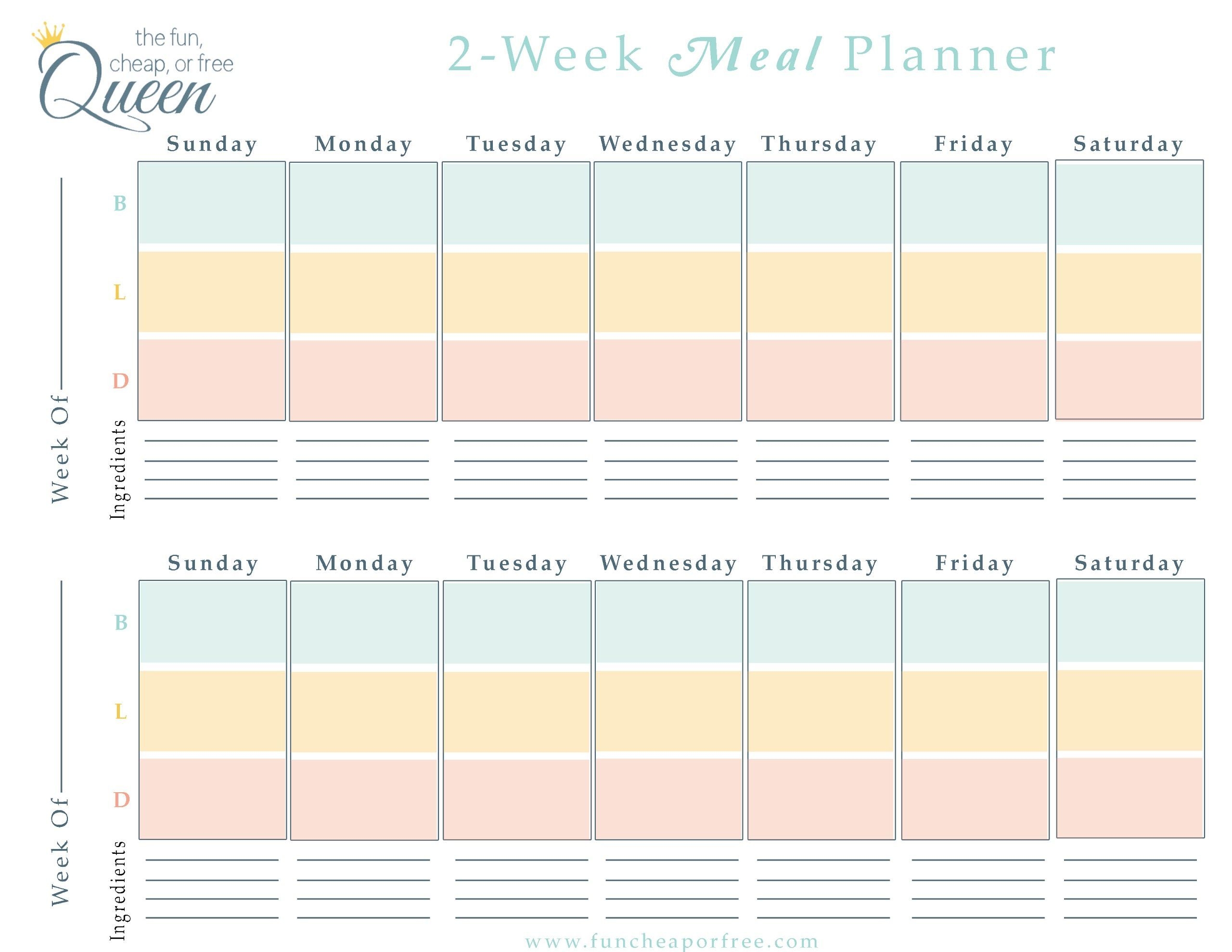 2-Week Meal Planner - Google Drive (With Images) | Meal