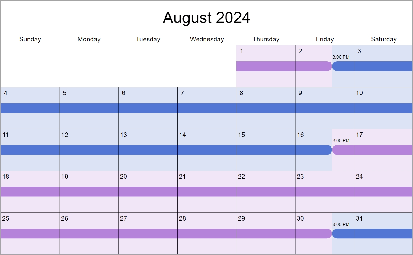 2 Weeks Each Custody &amp; Visitation Schedule Examples: Create