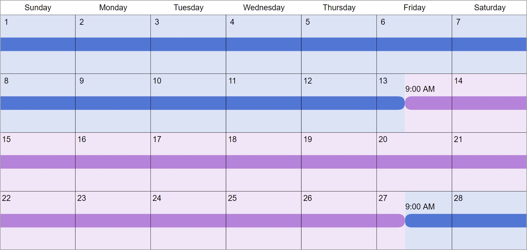 2 Weeks Each Custody &amp; Visitation Schedule Examples: Create