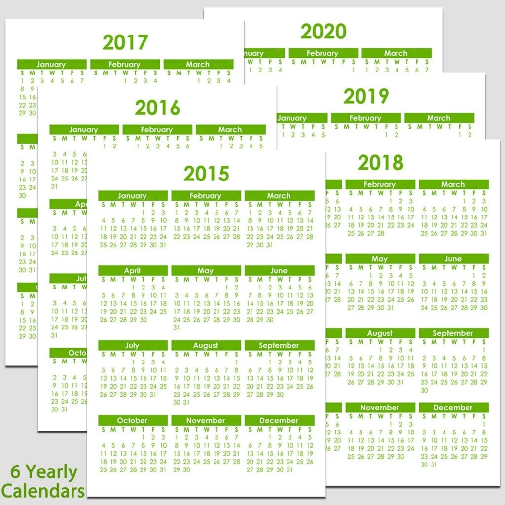 2015 &amp; 2020 Yearly Calendar - 5 1/2&quot; X 8 1/2&quot; | Legacy Templates
