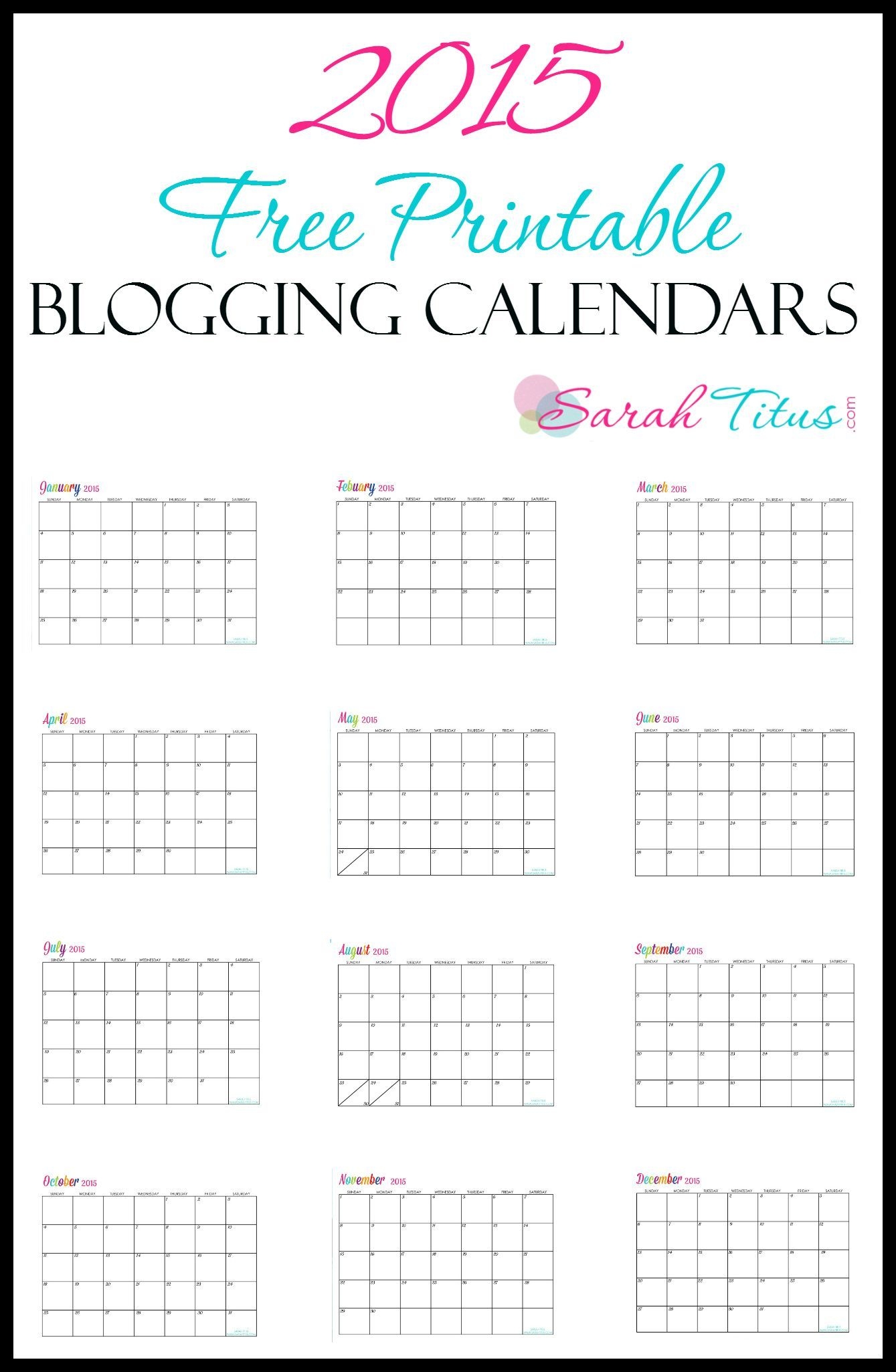 2015 Free Printable Calendars! You Can Edit Them All You