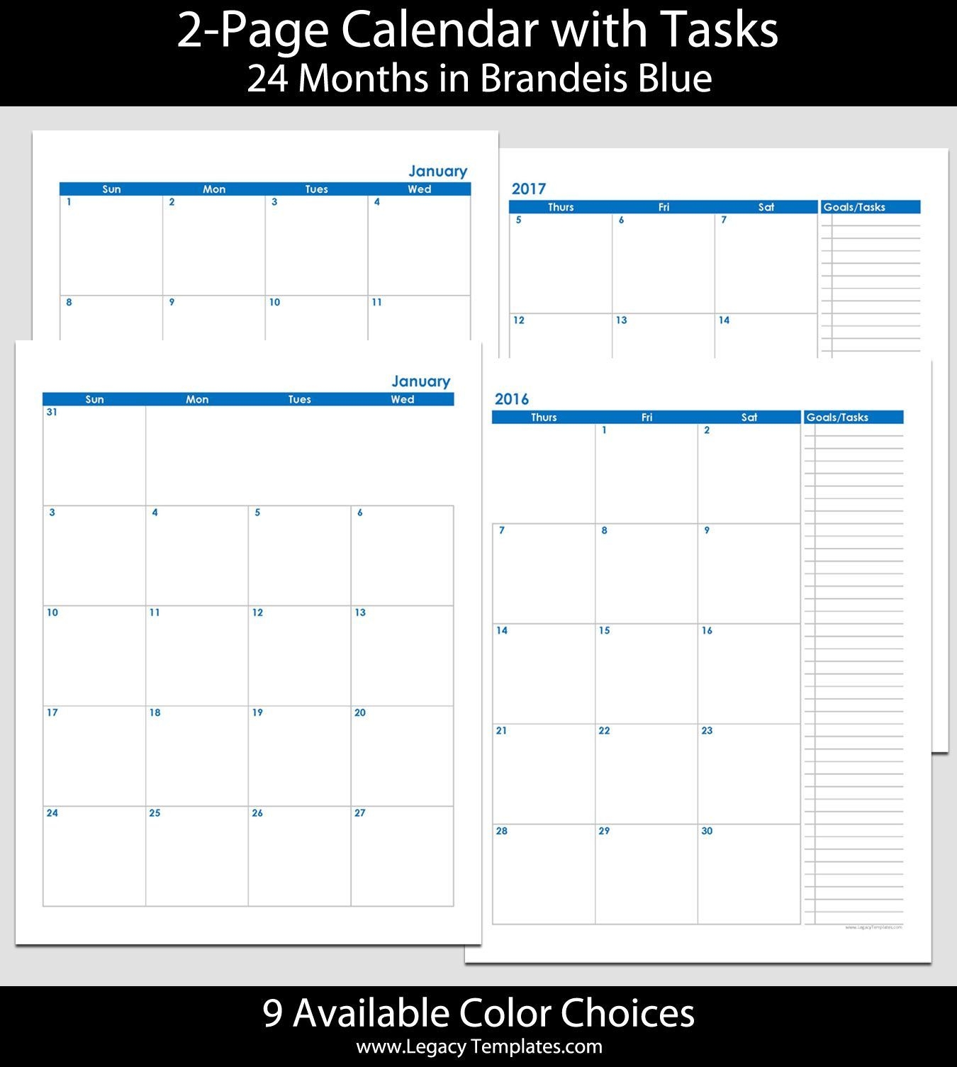 2016 &amp; 2017 24-Month 2-Page Calendar – 8 1/2″ X 11″ | 2016