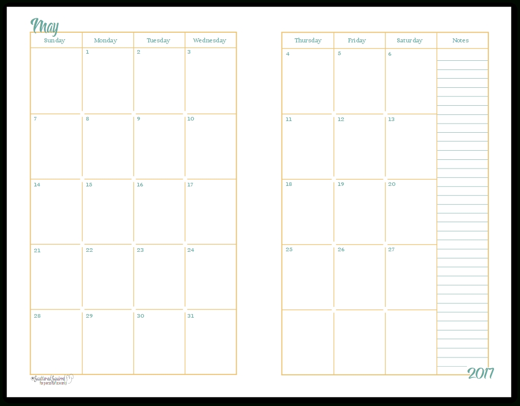 2017 Half-Size Monthly Calendar Printables (With Images