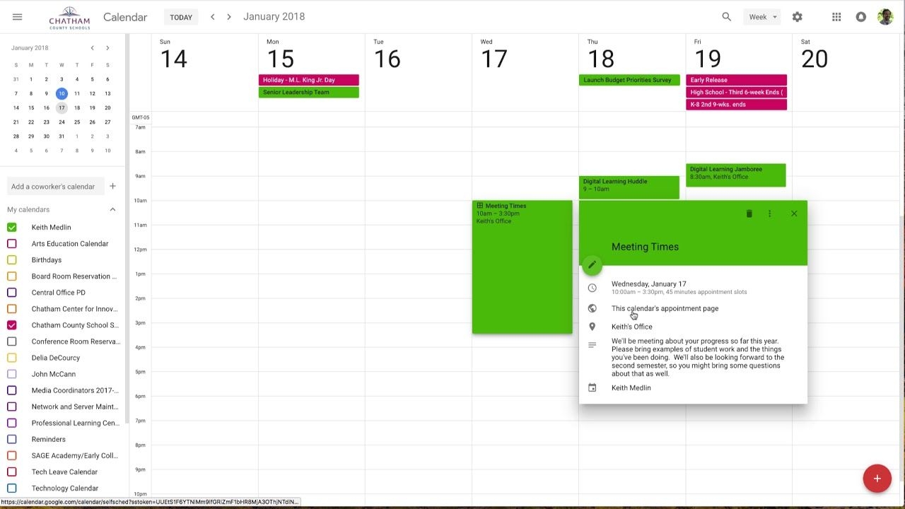 Google calendar time slots