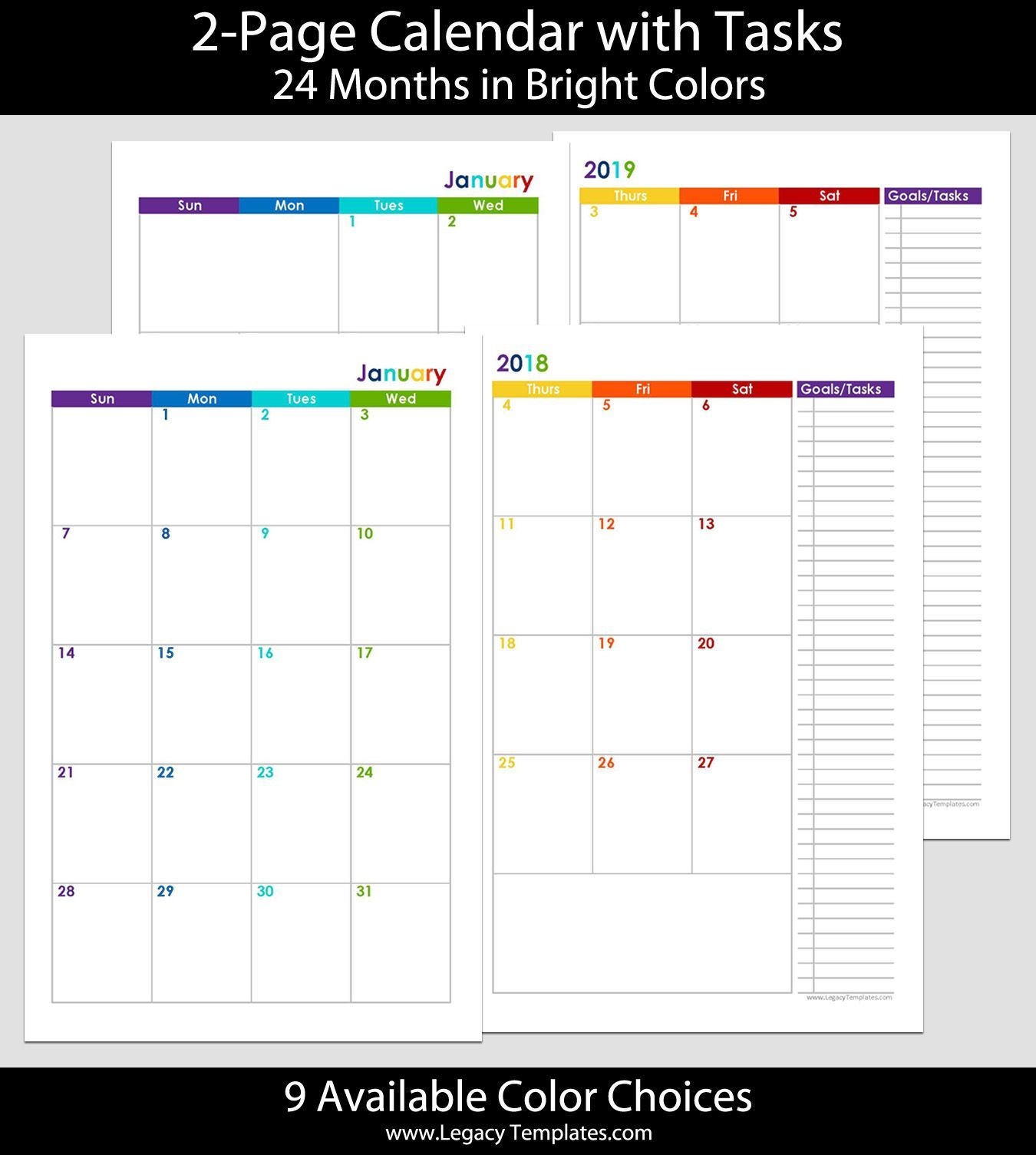 Universal 5.5 X 8.5 Calendar Template