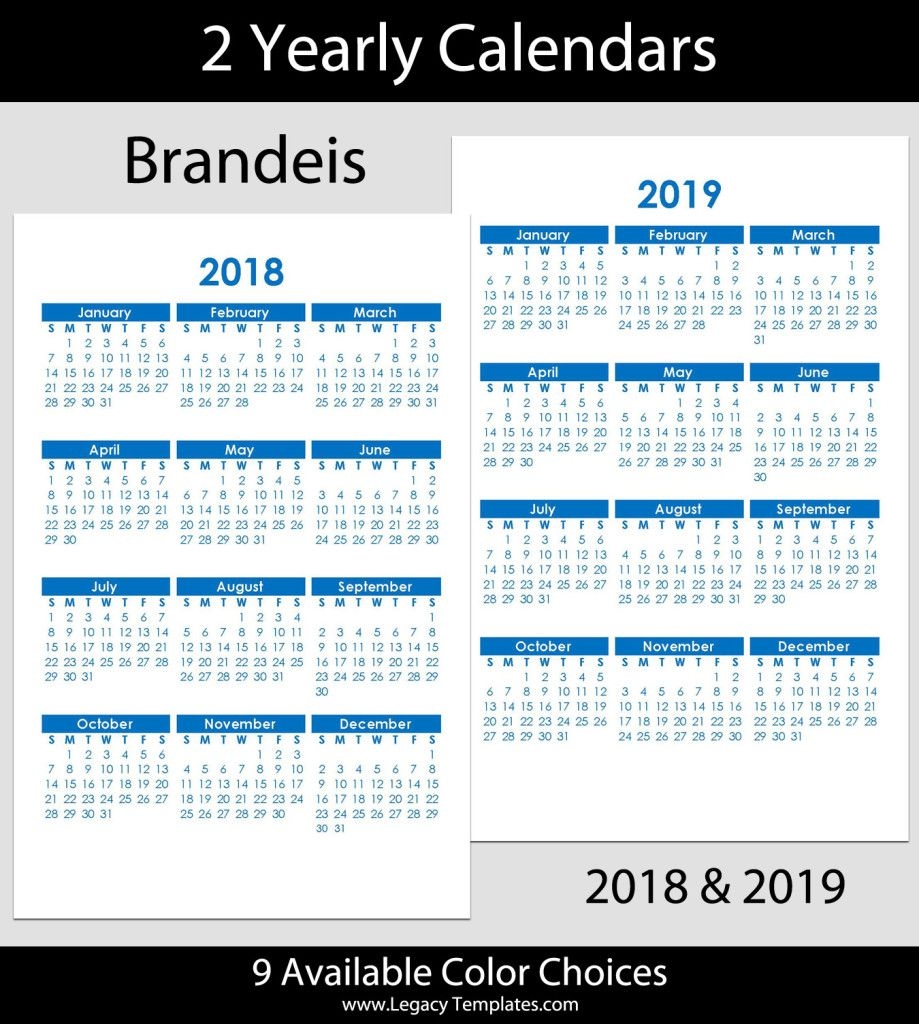 2018 &amp; 2019 Yearly Calendar – 5.5 X 8.5 | Legacy Templates