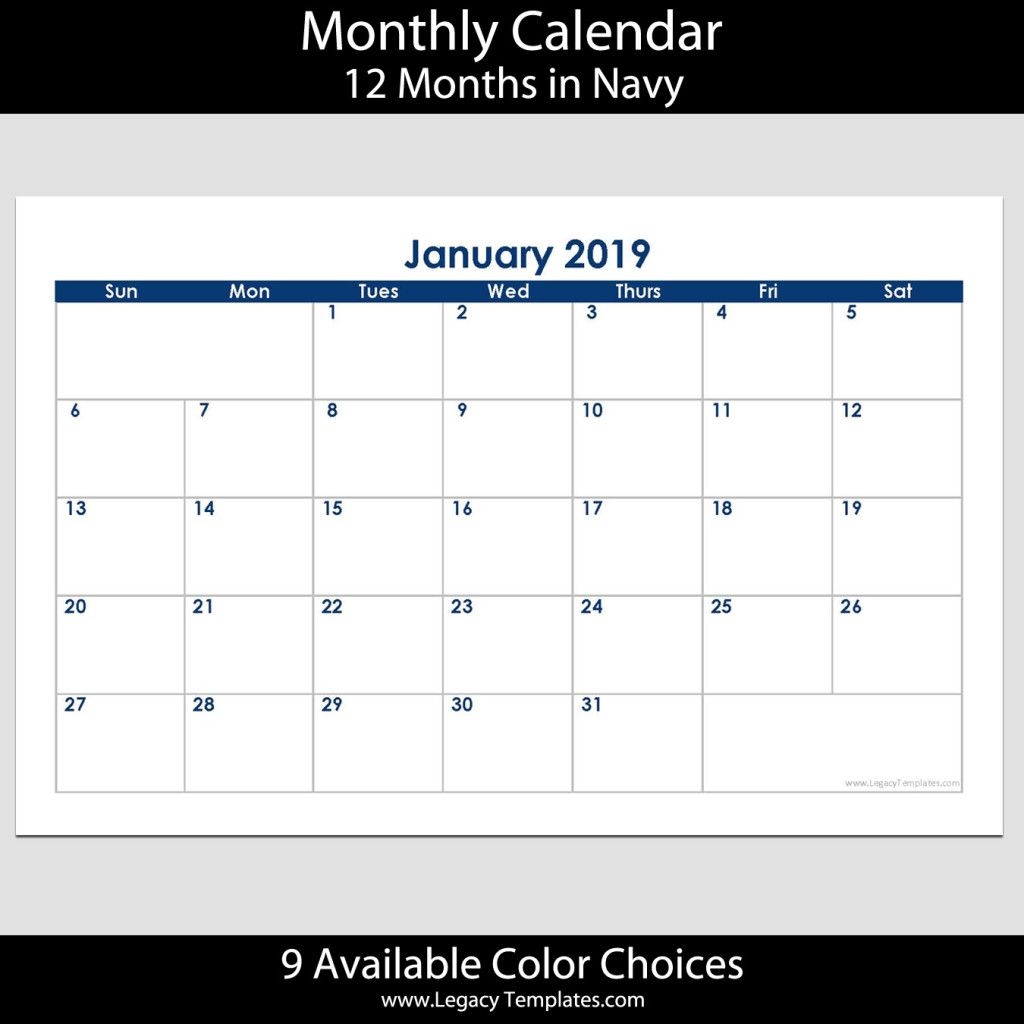 2019 12-Month Landscape Calendar – 5.5 X 8.5 | Legacy Templates