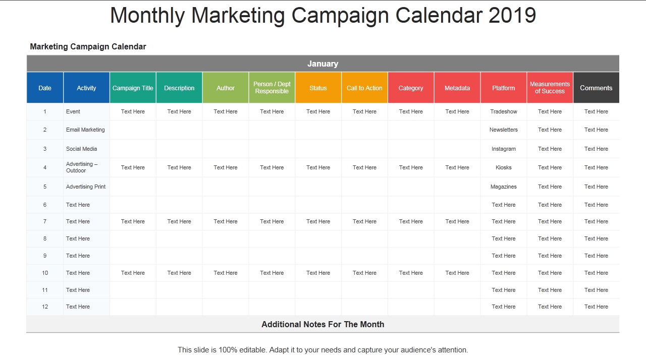 2019 Calendar Template: 13 Powerpoint Calendar Templates