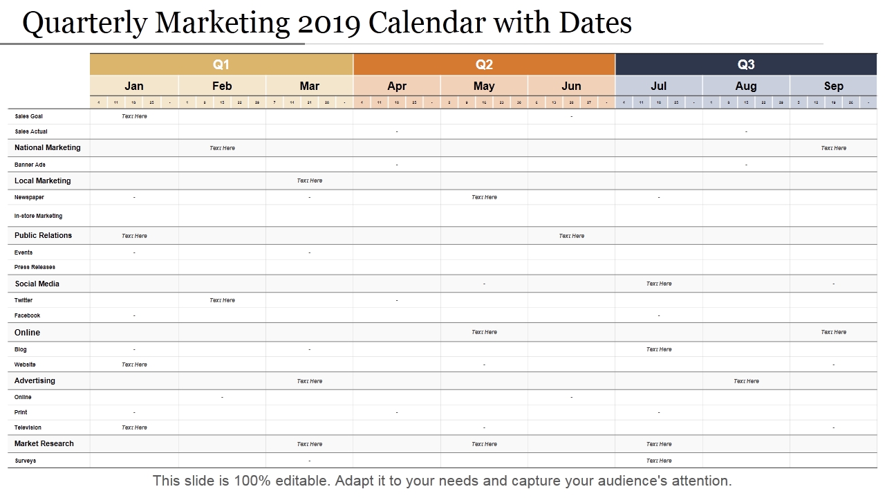 2019 Calendar Template: 13 Powerpoint Calendar Templates