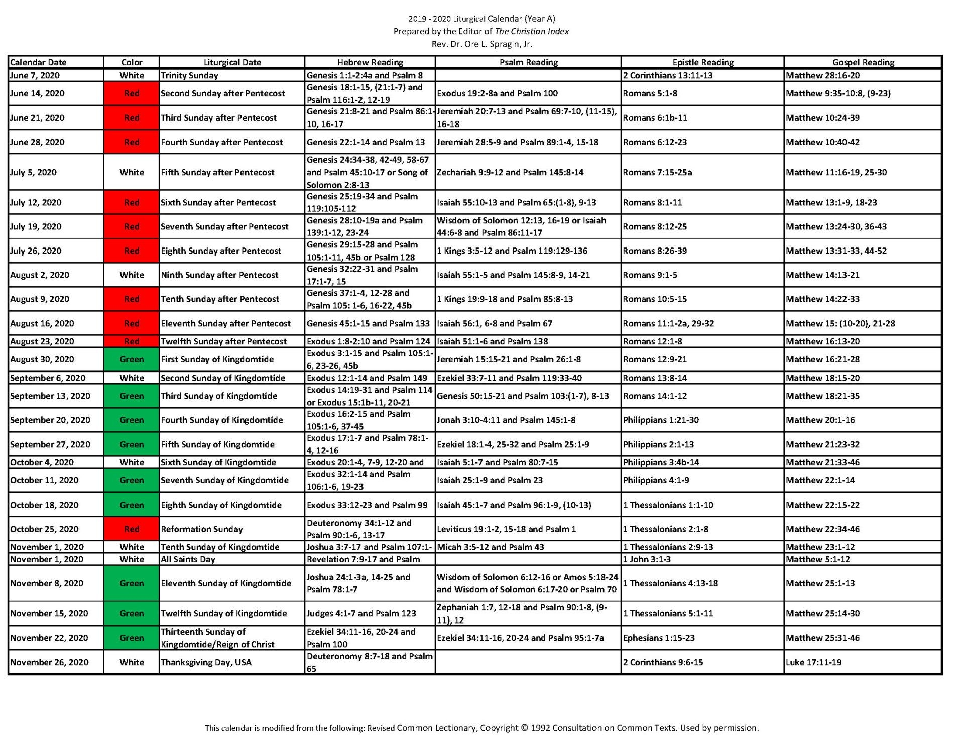 Effective Methodist Parament Colors Calendar