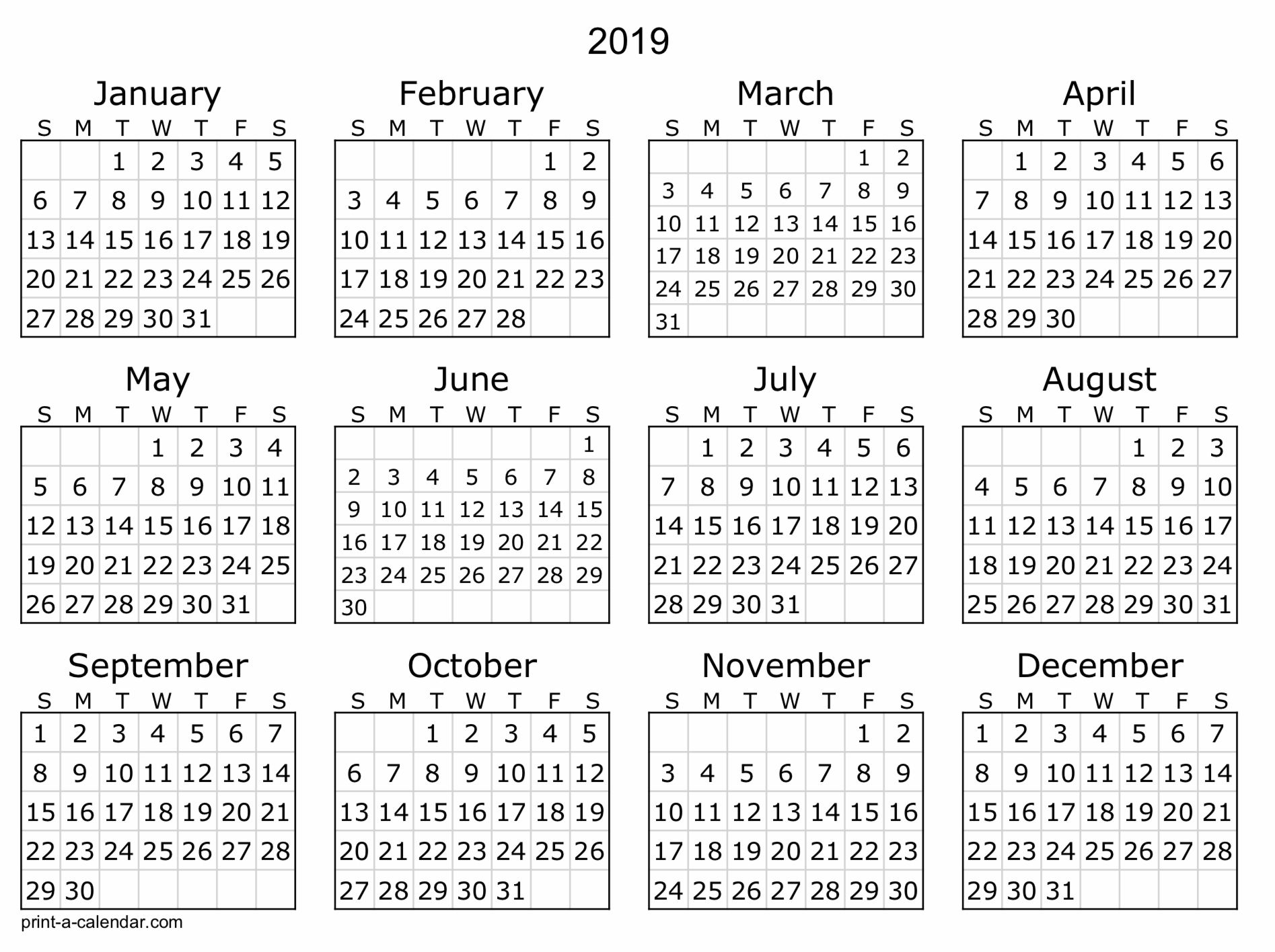 2019 Free Printable Calendar Templates - A Mother&#039;s Random