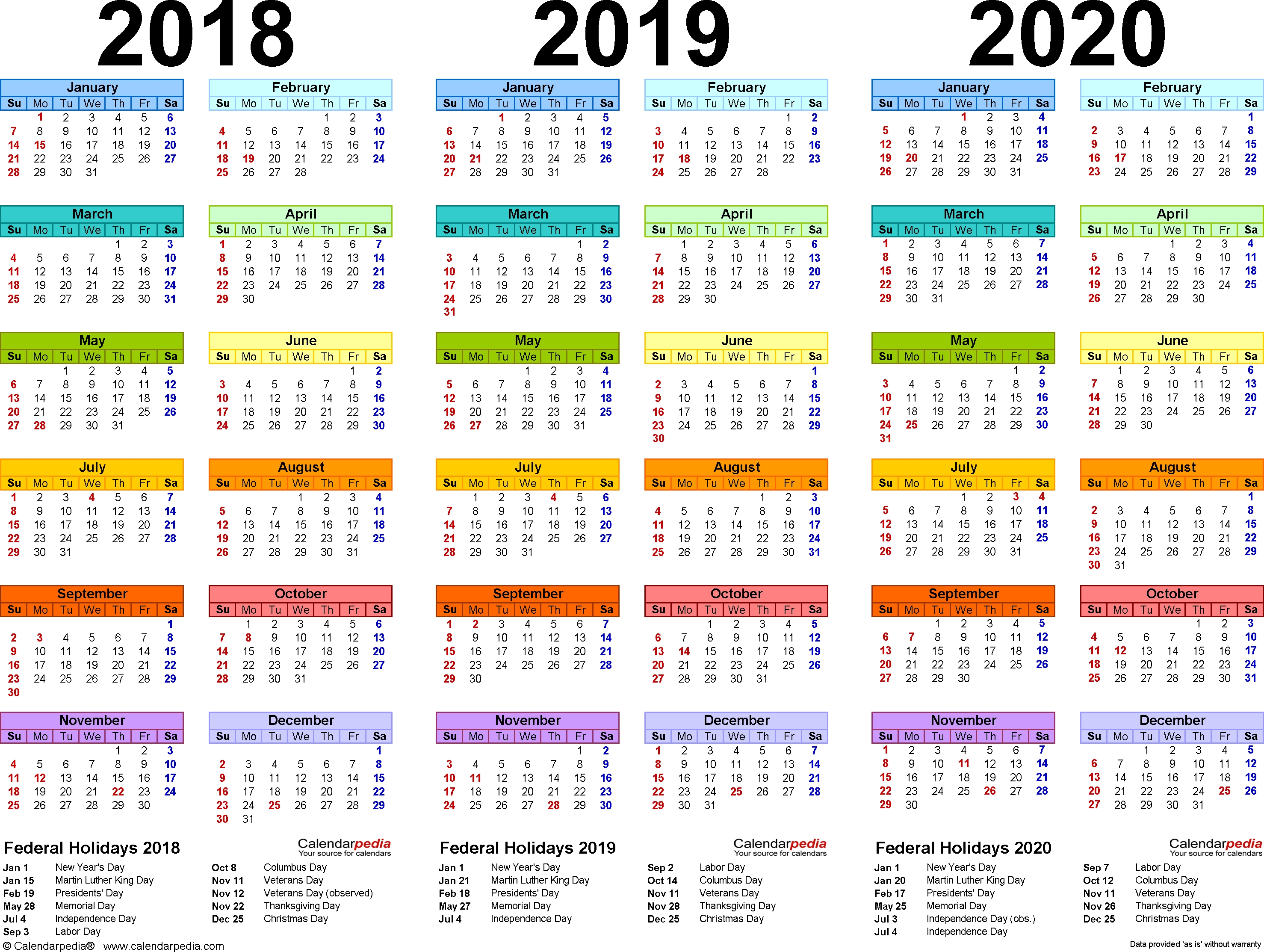 2019 Yearly Calendar – Free Download (Con Imágenes