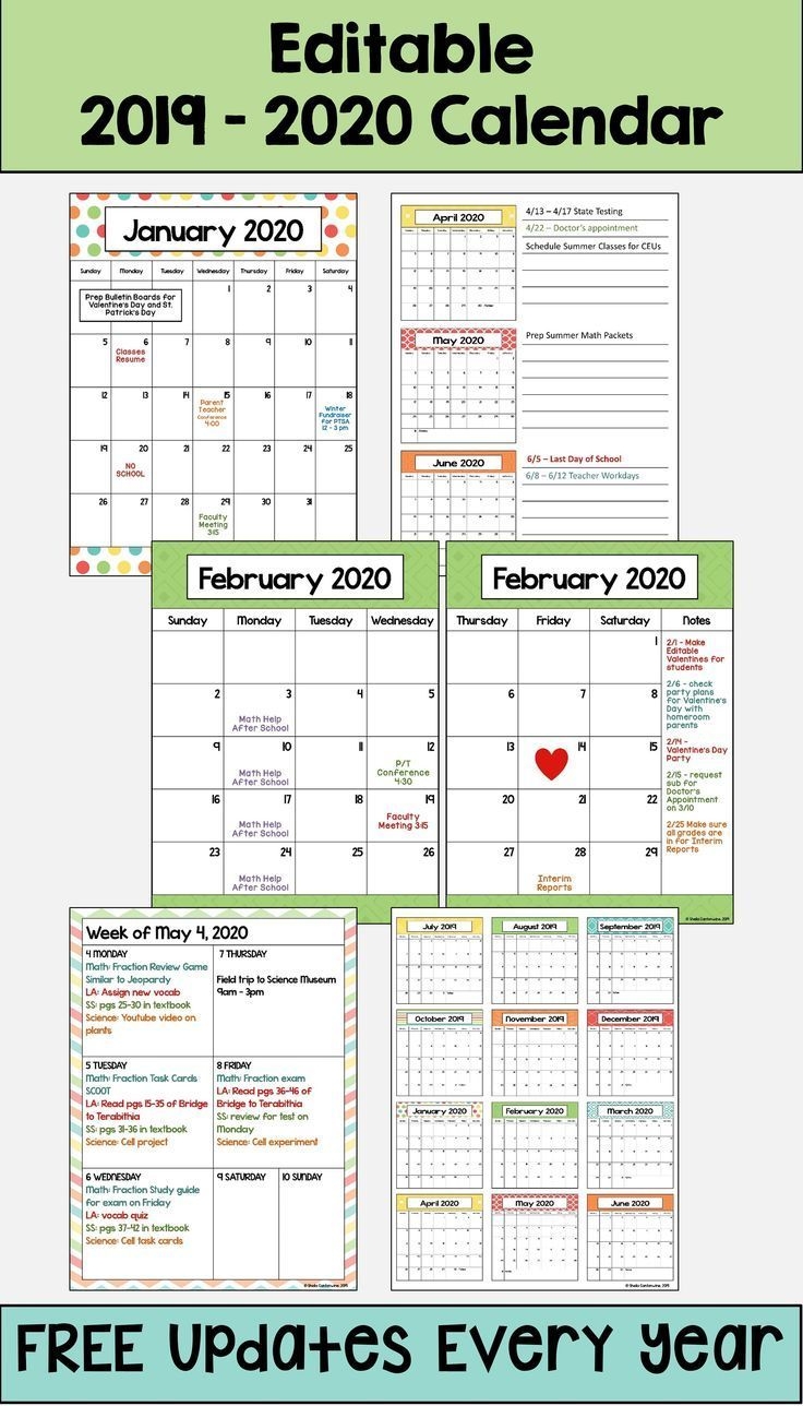 2020-2021 Calendar Printable And Editable With Free Updates