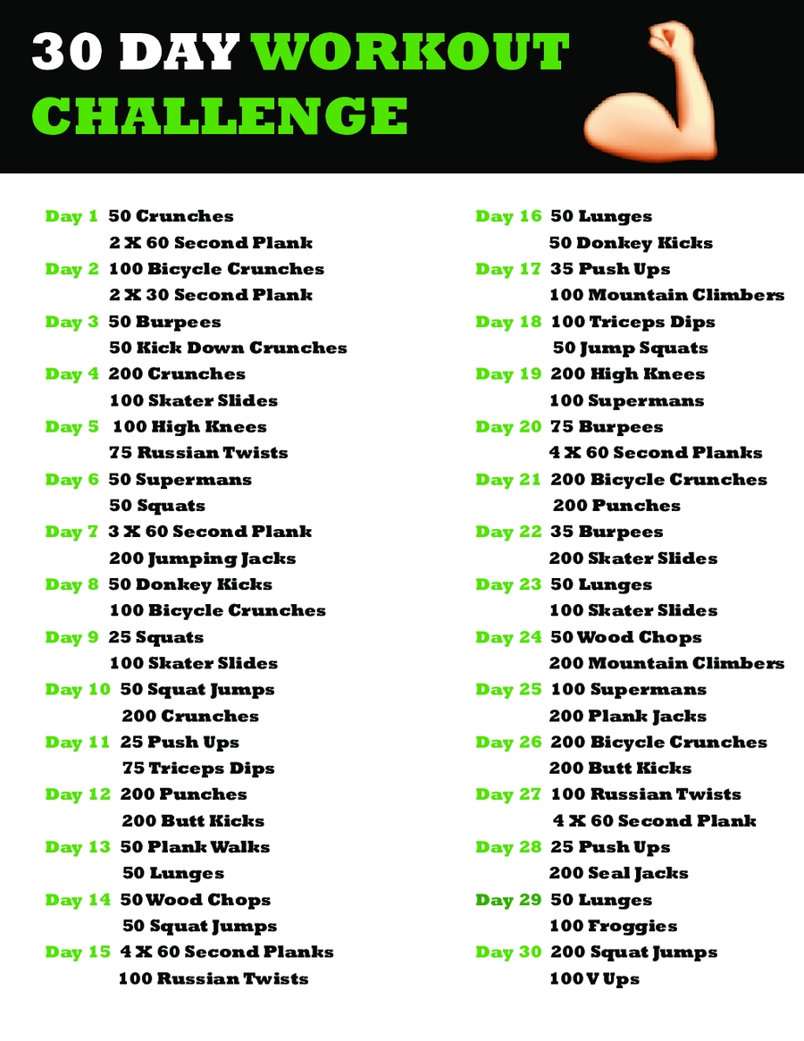 Universal 30 Day Free Fillable Blank Template Workout Get Your 