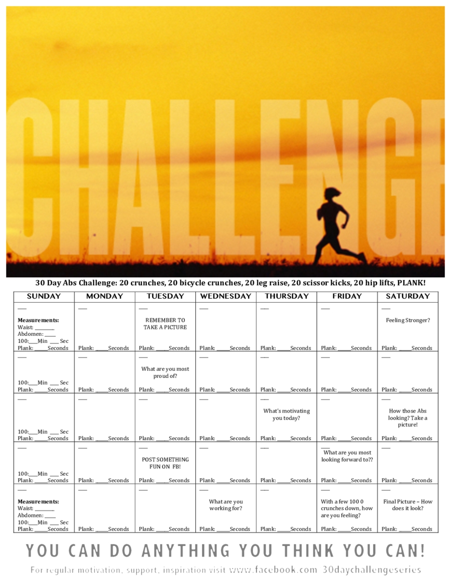 2020 30-Day Workout Plan - Fillable, Printable Pdf &amp; Forms