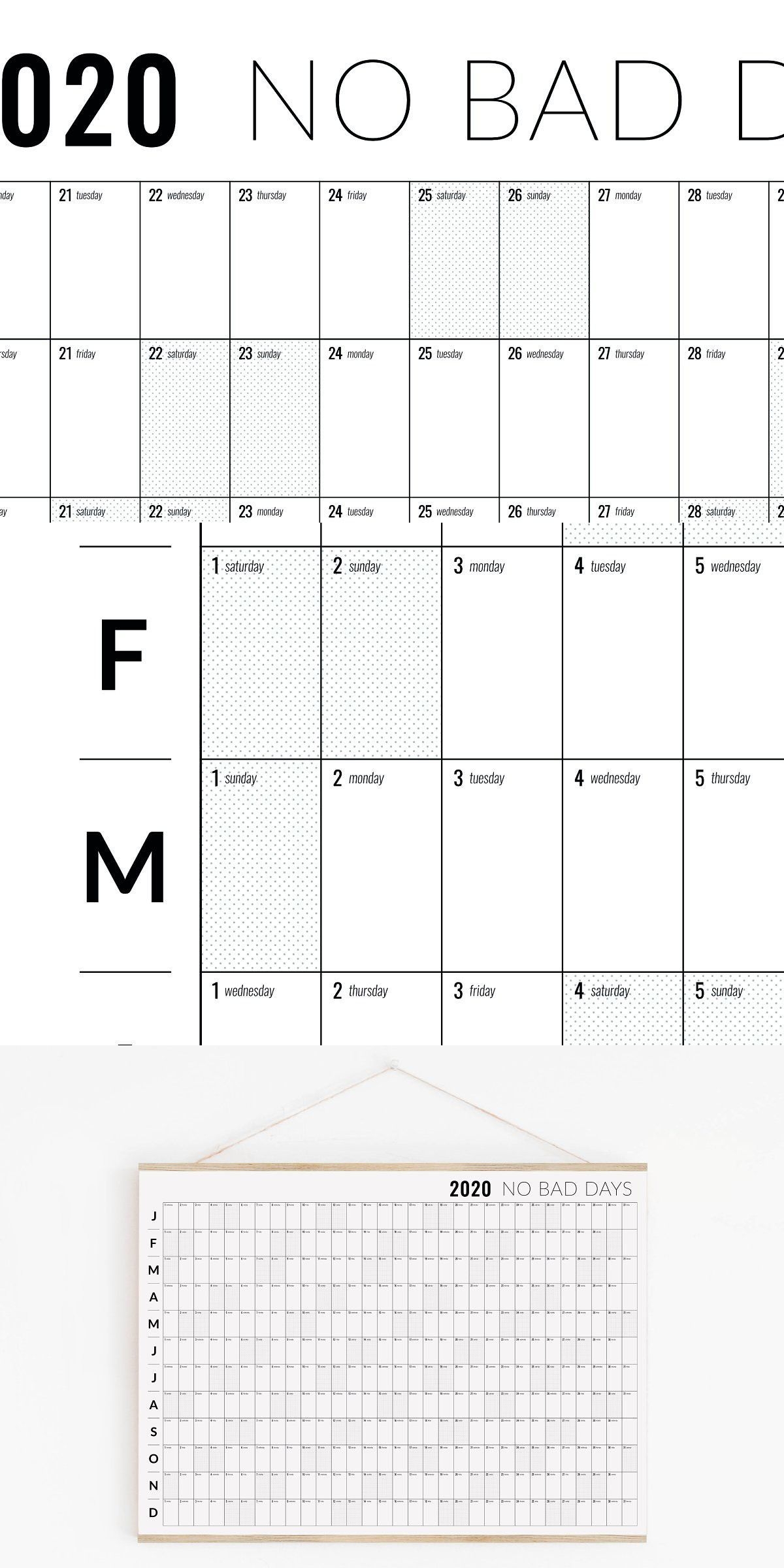 2020 Block Calendar Printable | Block Calendar, Calendar