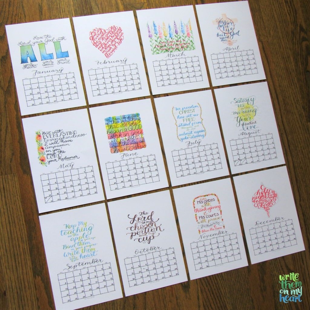 2020 Christian Printable Wall Calendars - Write Them On My Heart