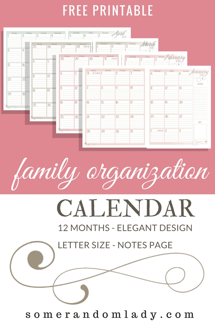 2020 Family Organization Calendar! Get Organized Today