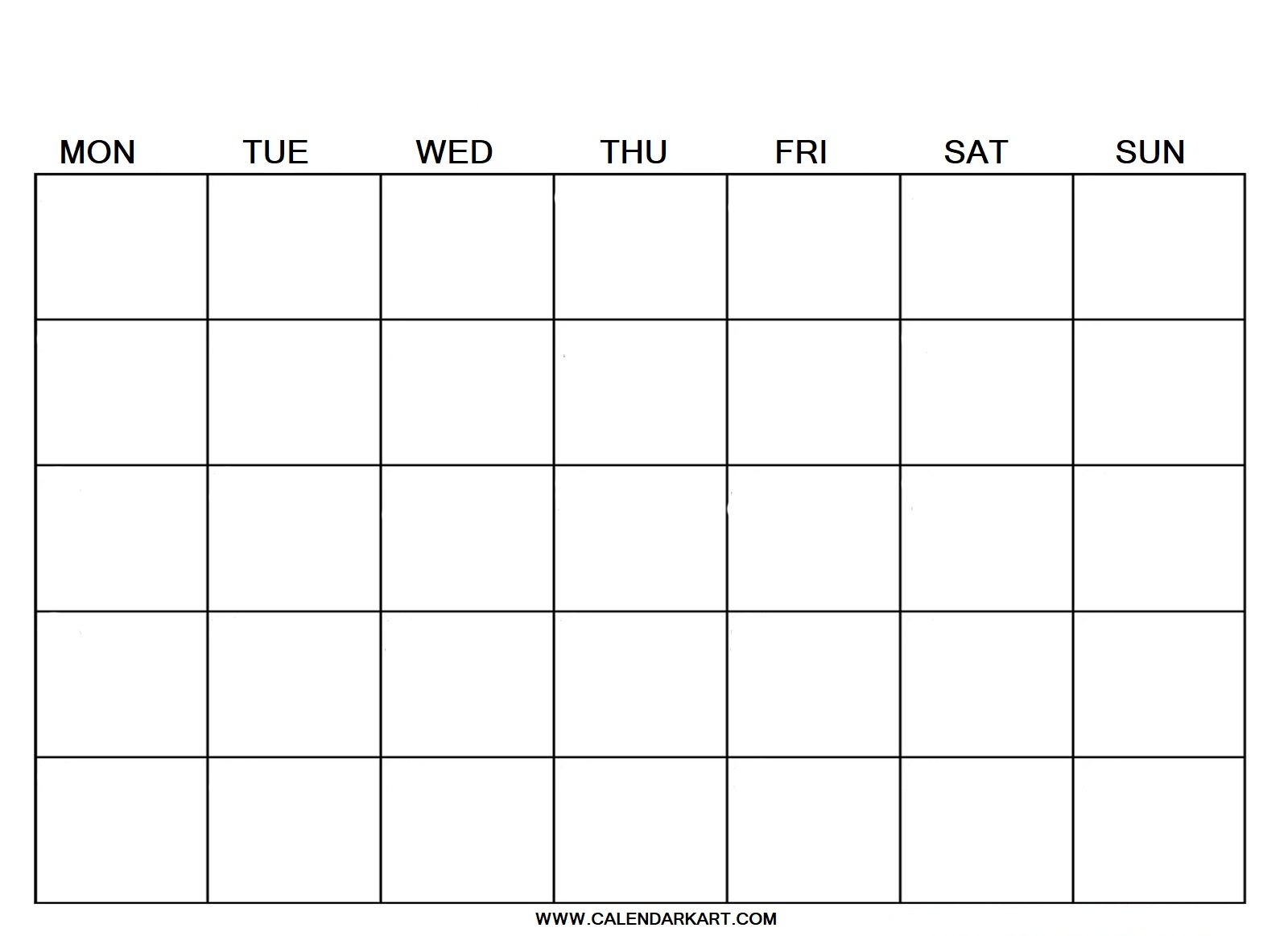 2020 Free Printable Blank Calendar Template » Calendarkart