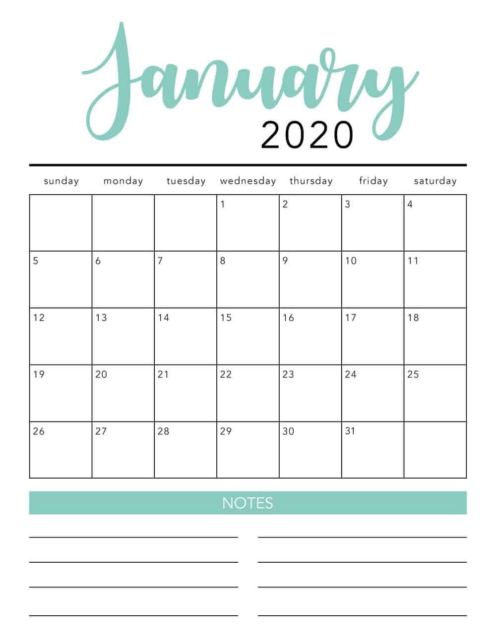 2020 Free Printable Calendars - Lolly Jane