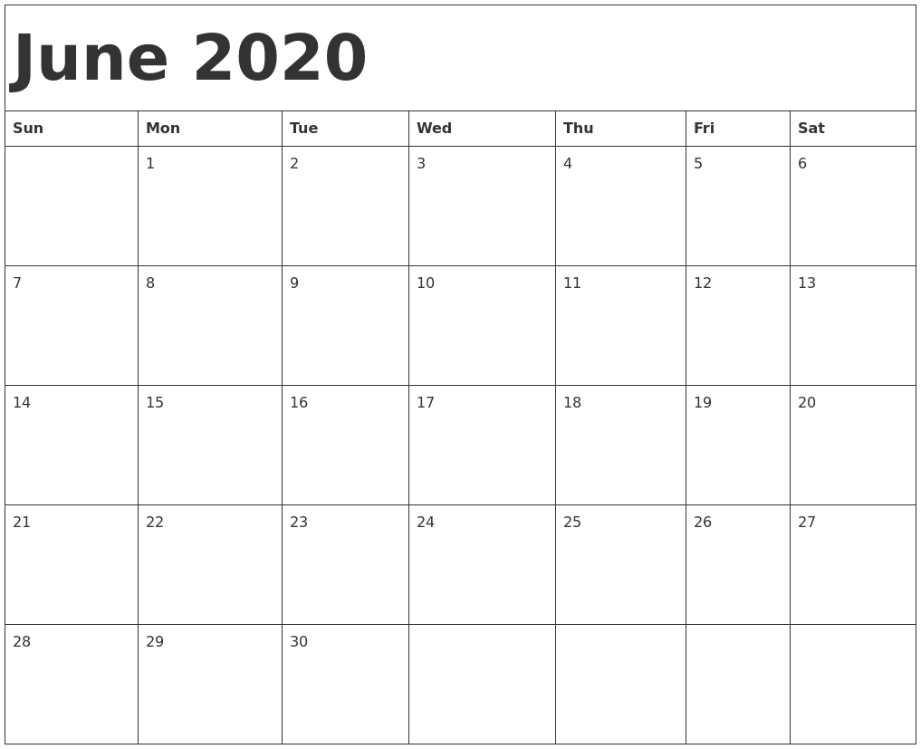 2020 Printable Calendar Starting With Monday - Calendar