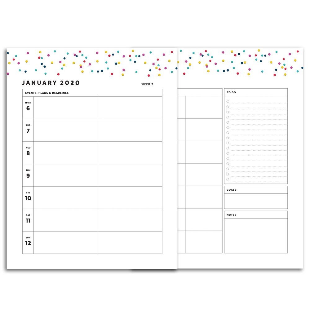 2020 Weekly Planner Printable | Monday Start 4 Column | Signature Confetti  — Confetti Saturday