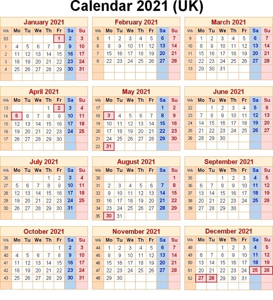 2021 Calendar With Week Numbers Free 365 Days | Calendar Shelter