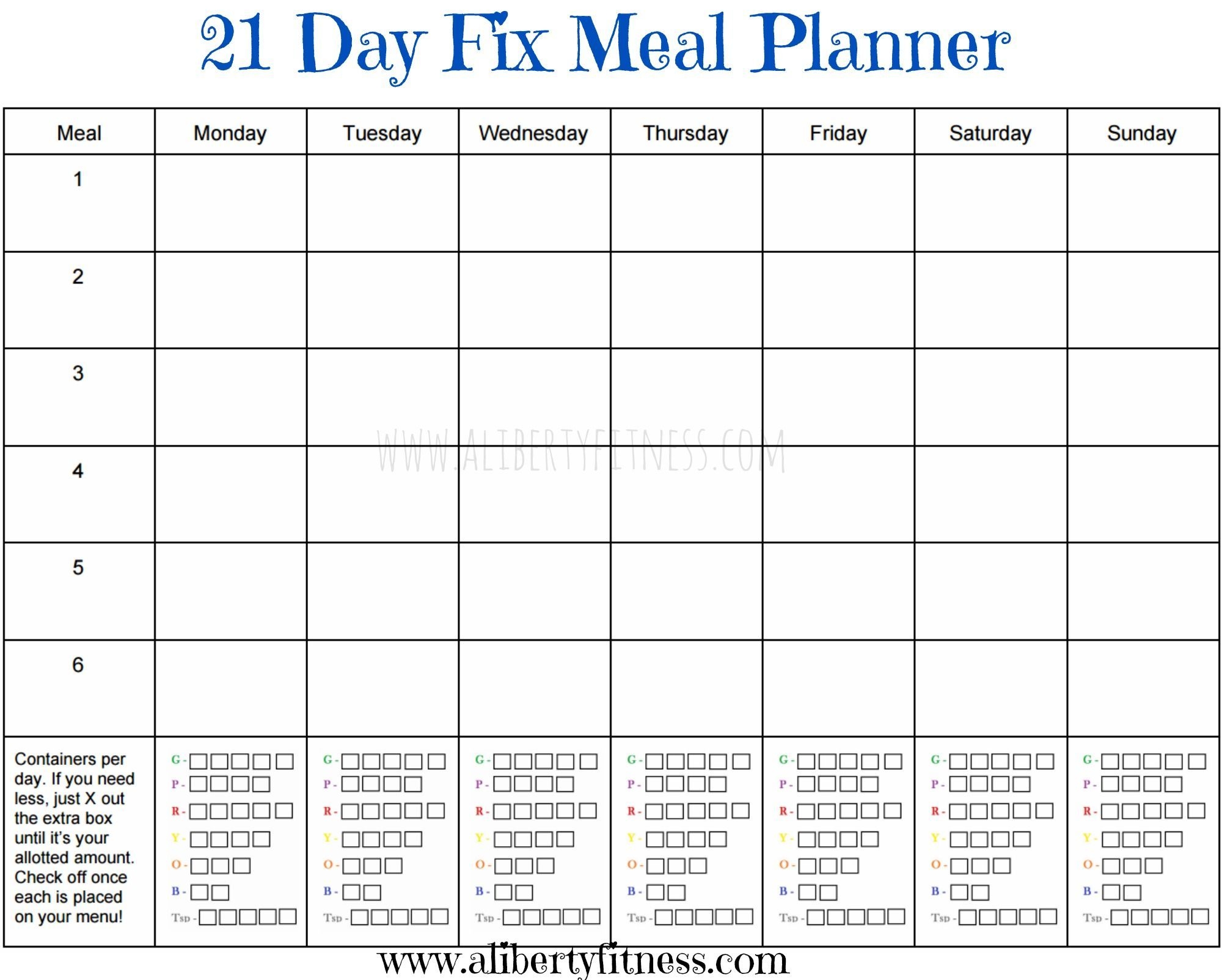 21 Day Fix Meal Planner And Grocery List (With Images) | 21