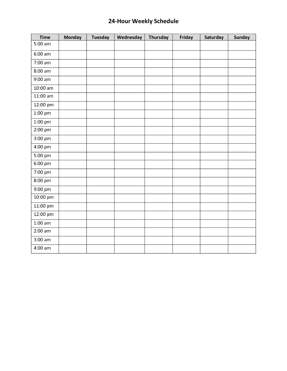 Free Daily Calendar By Hour Get Your Calendar Printable