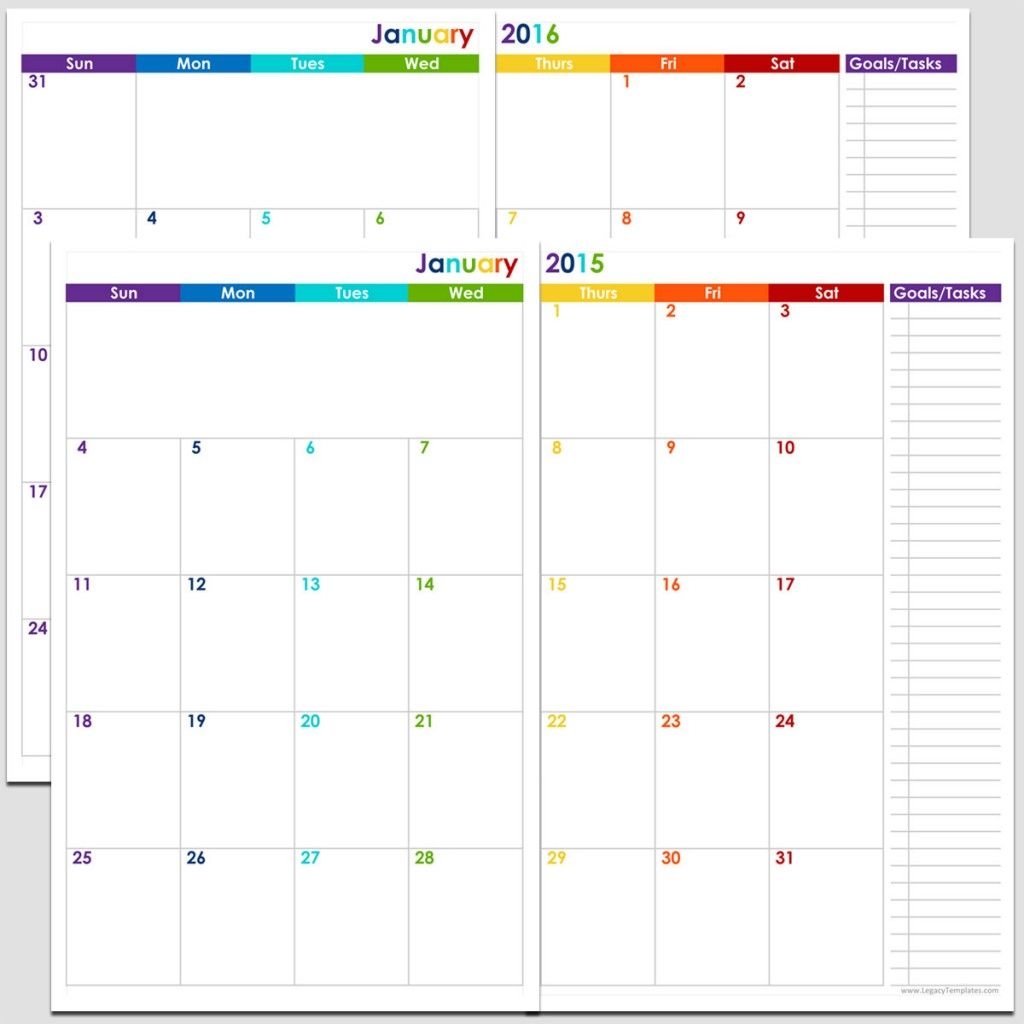 24-Months 2 Page Calendar - Half Size | Legacy Templates