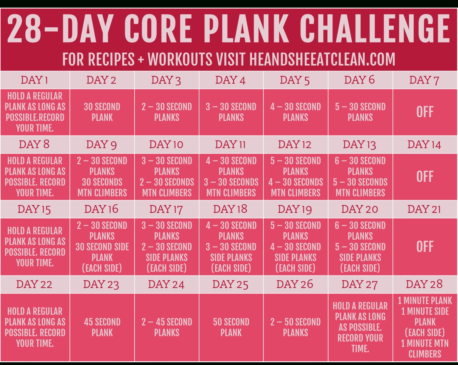 28-Day Plank Challenge With Free Printable Calendar (With