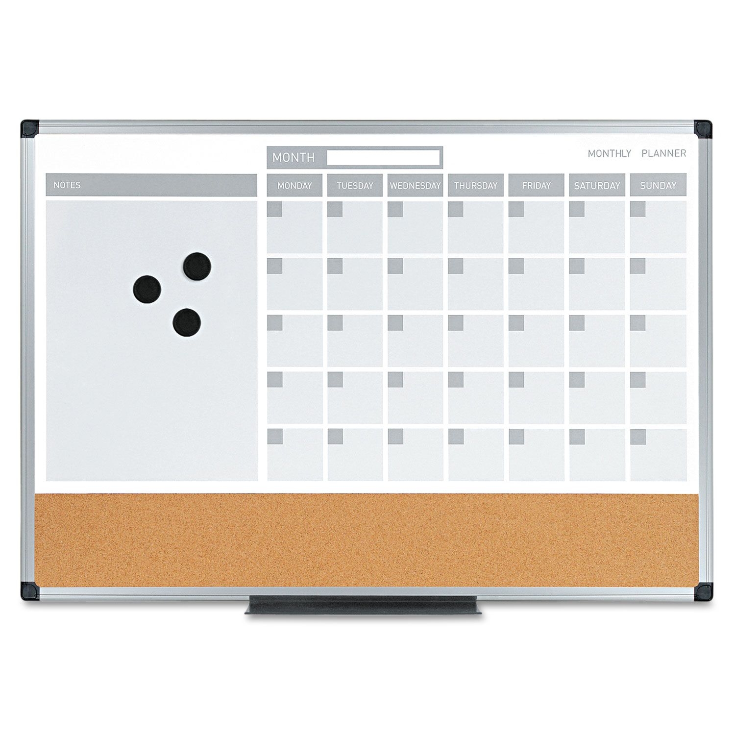 3-In-1 Calendar Planner Dry Erase Board, 24 X 18, Aluminum Frame