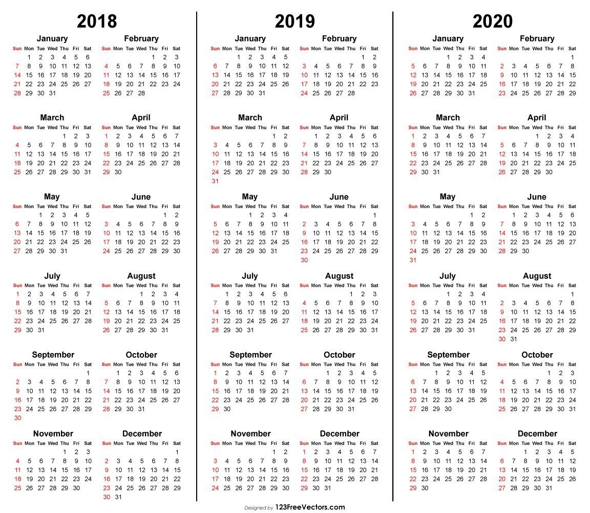 Create Your Printable Multi Year Calendars On One Page - Get Your ...