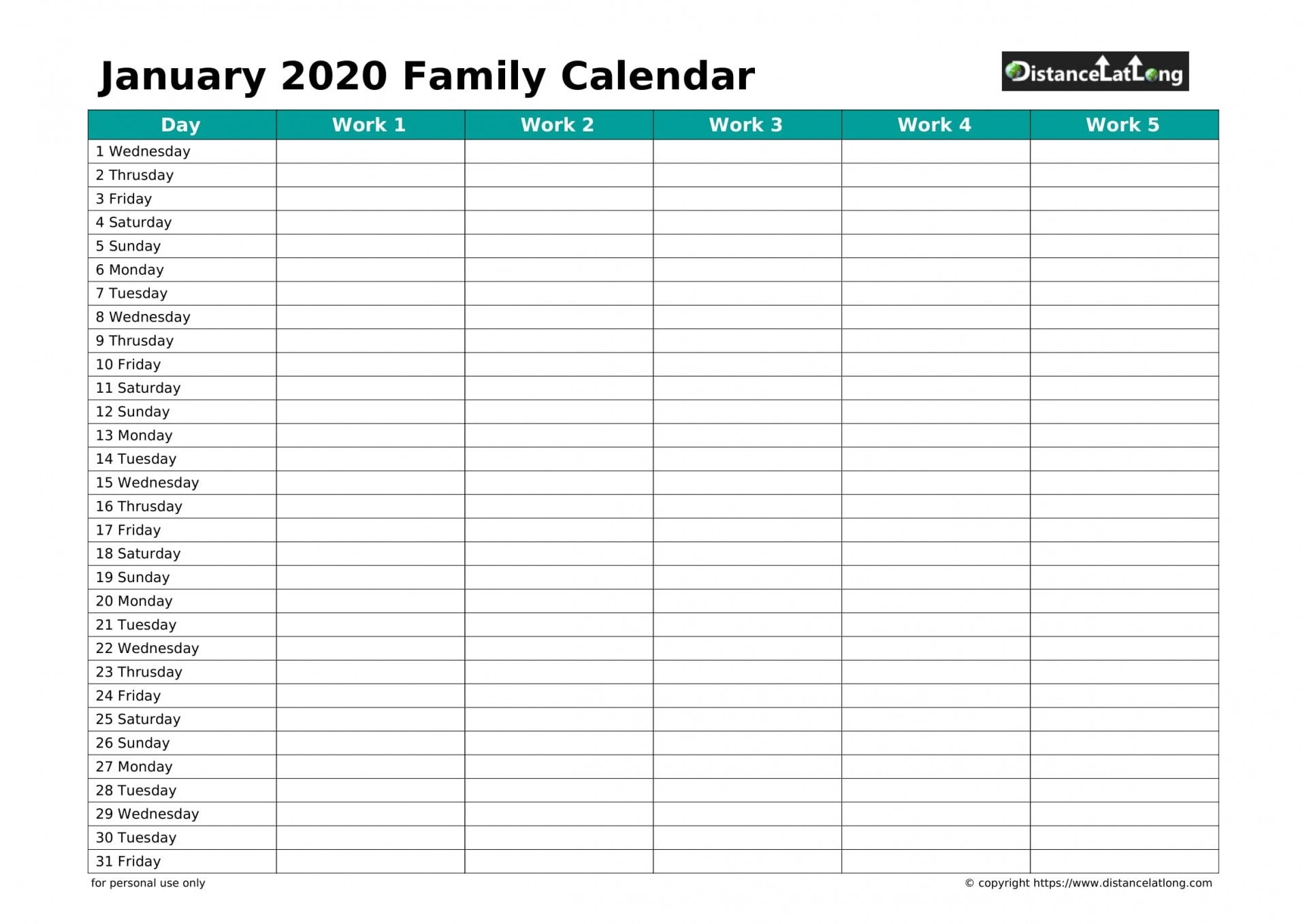 30 Day Calendar Template ~ Addictionary