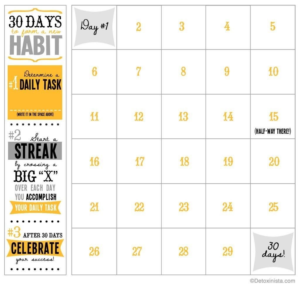 30 Day Calendar Template (With Images) | Workout Calendar