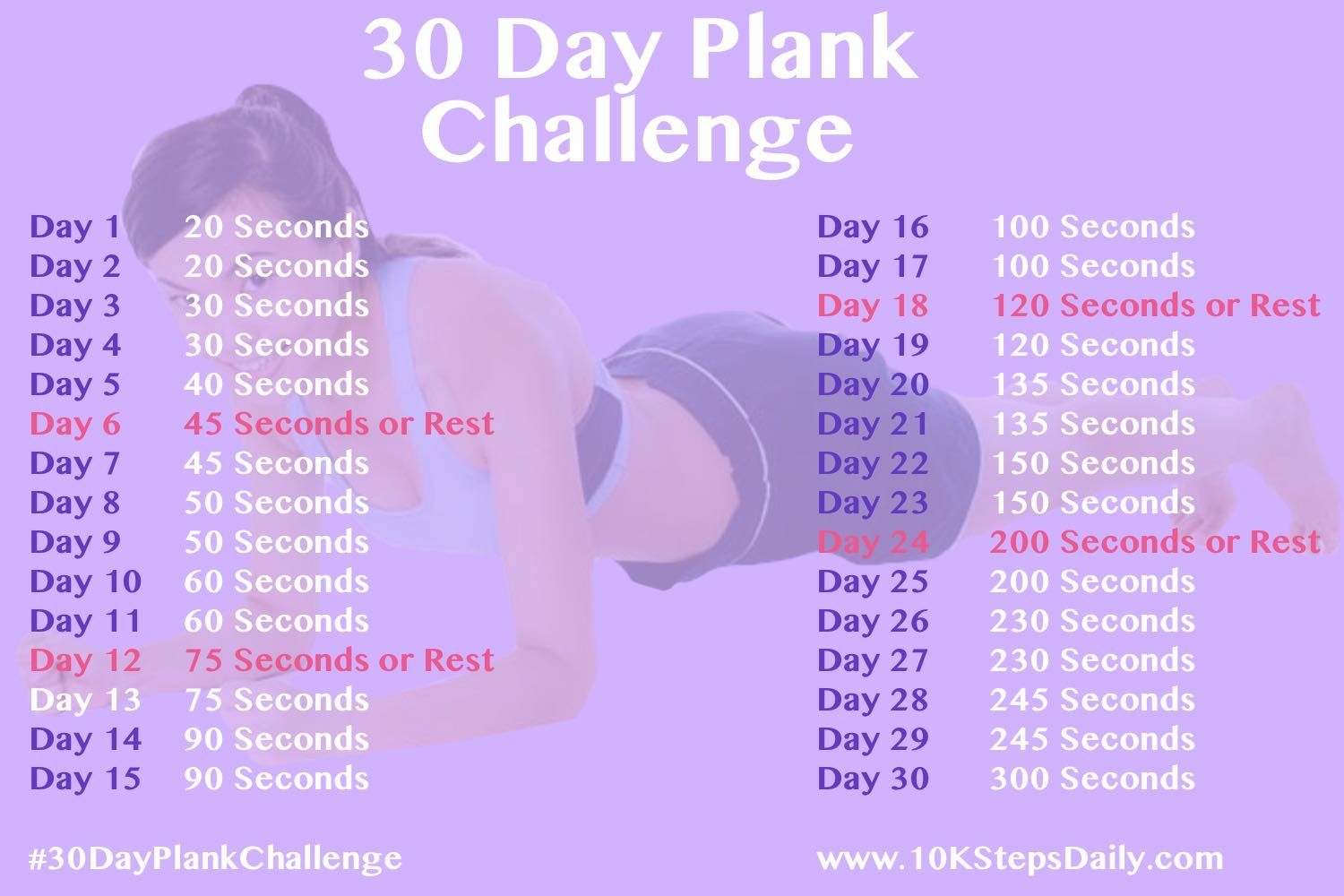 30 Day Plank Challenge - 10,000 Steps Daily
