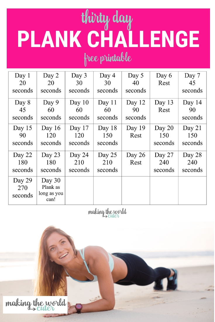 30 Day Plank Challenge Chart